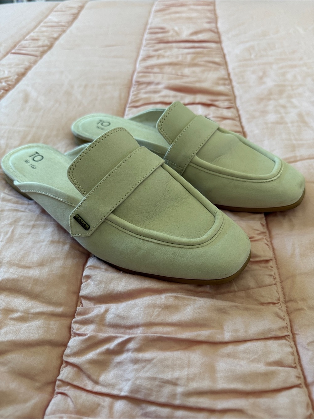 Toms Cream Slip-On Mule Loafers